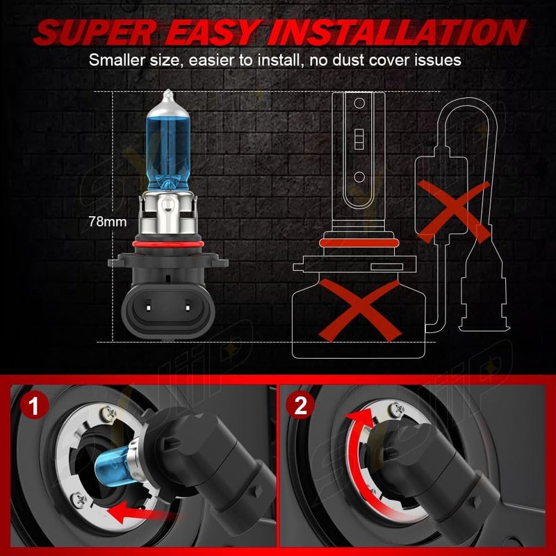 SYJIIP Upgraded Halogen Headlight Bulbs for Chevy Silverado 1500 2500 3500 1999 2000 2001 2002 2003 2004 2005 2006, 9005 9006 High Low Beam Headlamp Lights, 6000k White, 300% Brightness, Plug n Play, 4-Pack - Image 2